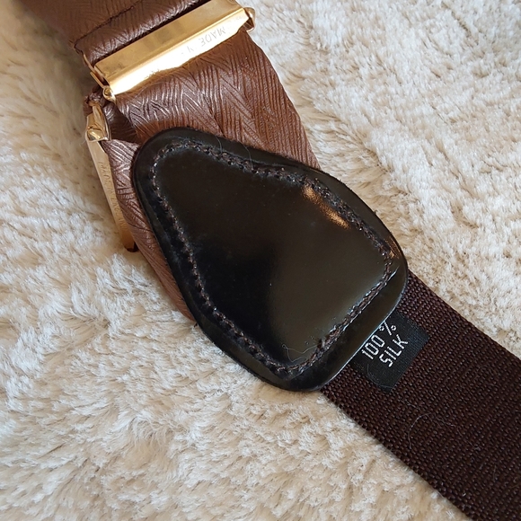 🌺 NWT Mens Tan Silk Braces/Suspenders - Picture 6 of 8